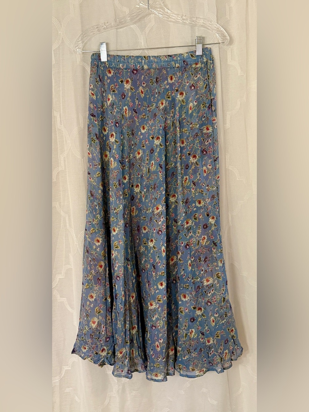 Carol Anderson Collection Petite ✨Reversible Floral Maxi Skirt XS Blue Cream